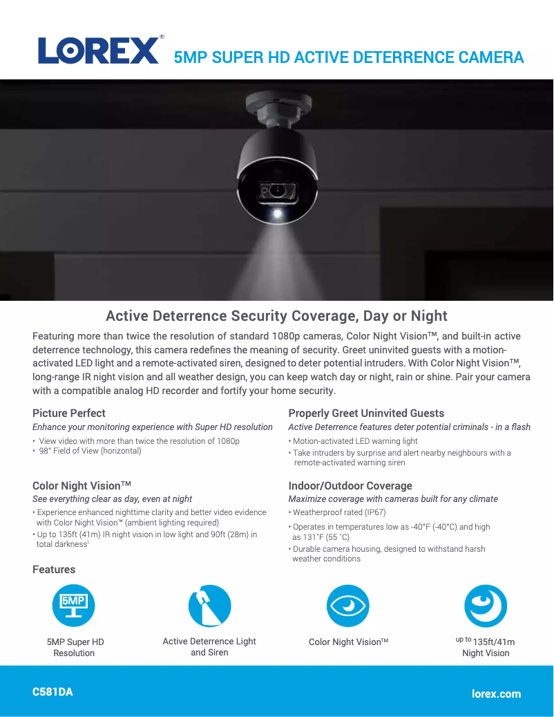 Page 1 of the manual Technical Sheet Lorex C581DA