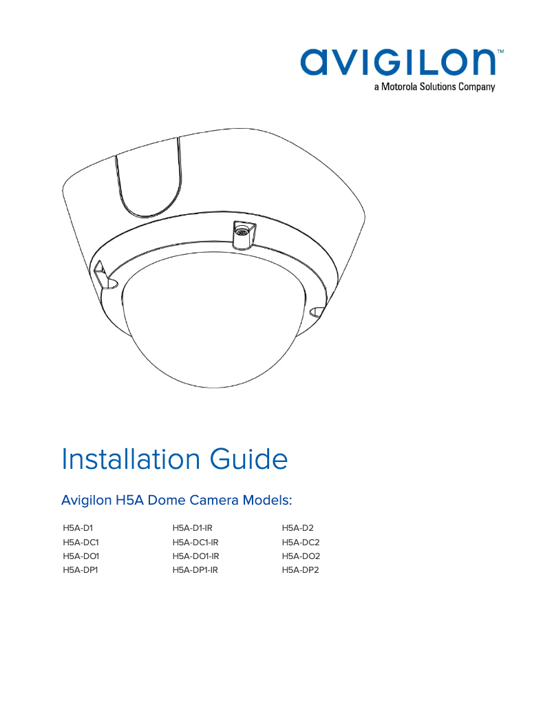 Page 1 of the manual User Manual Avigilon H5A-DO