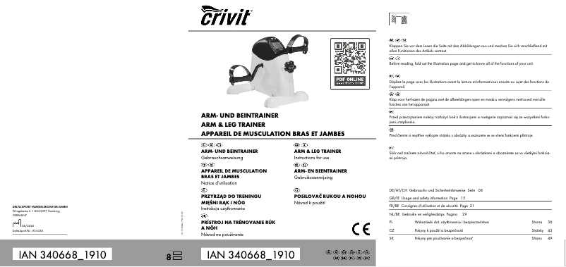 Page 1 de la notice Manuel utilisateur Crivit IAN 340668