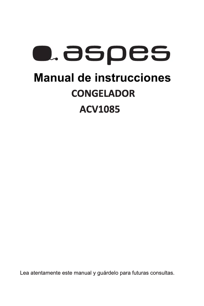 Page 1 of the manual User Manual Aspes ACV1085