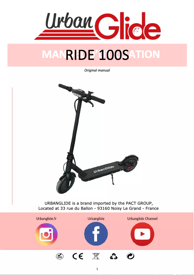 Page 1 of the manual User Manual Urban Glide RIDE 100S