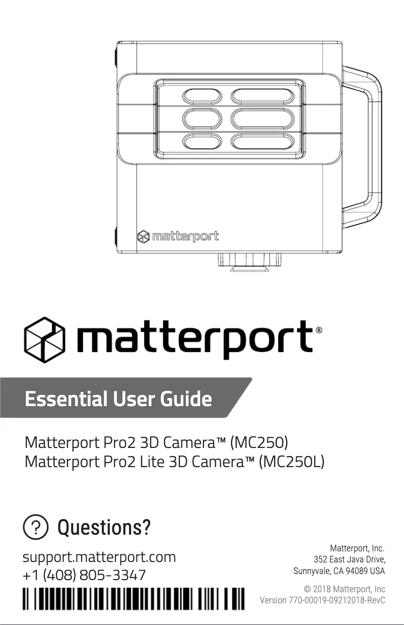 Page 1 de la notice Manuel utilisateur Matterport Pro2 3D Camera MC250