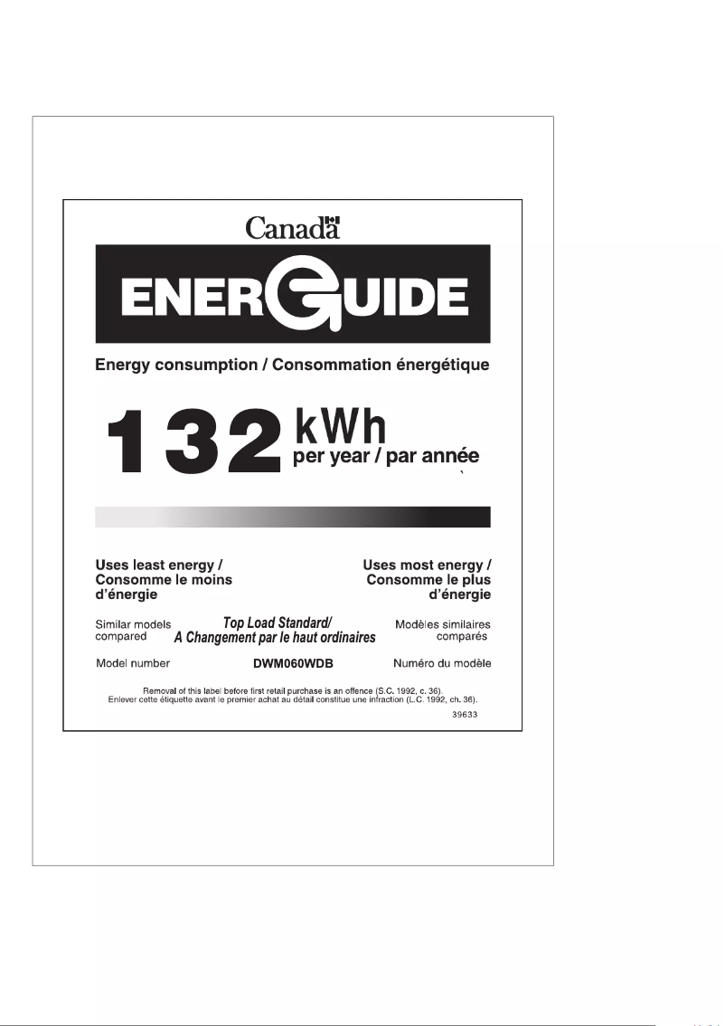Página 1 del manual Etiqueta energética Danby DWM060WDB