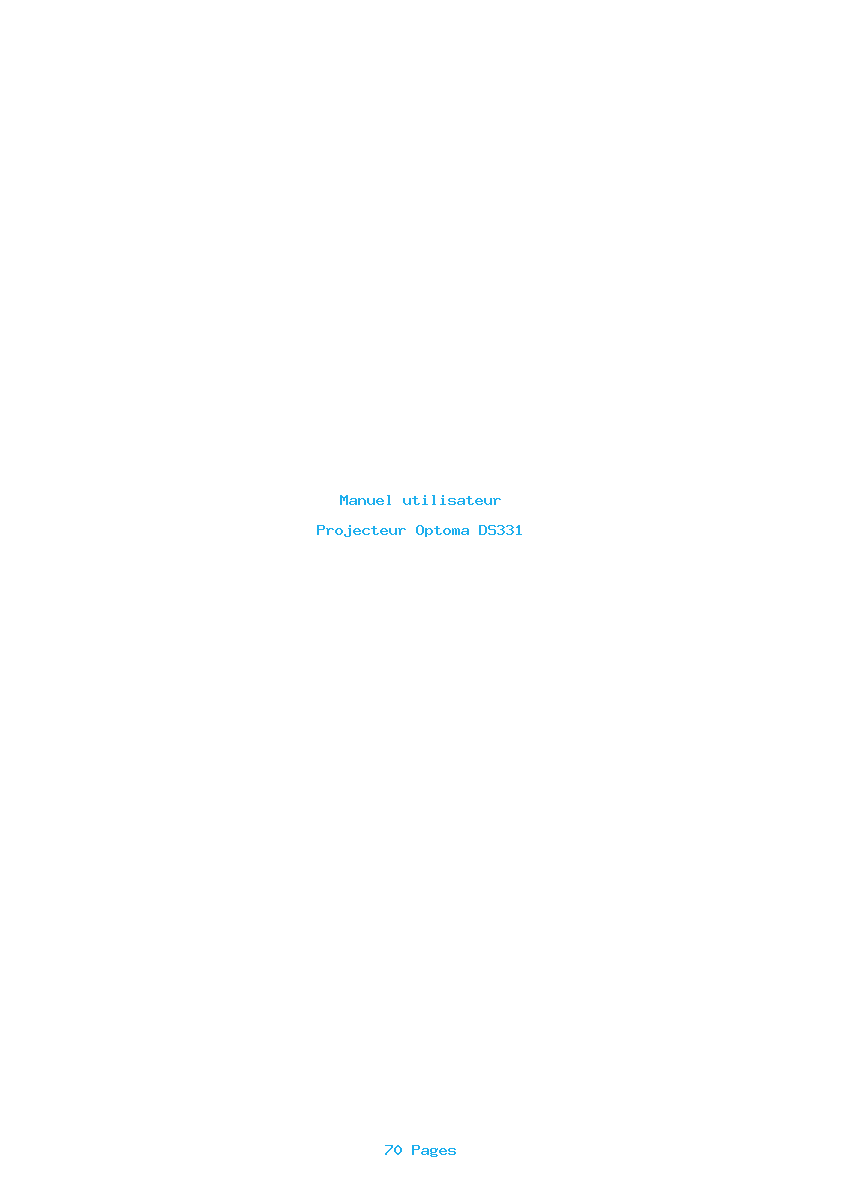 Page 1 de la notice Manuel utilisateur Optoma DS331