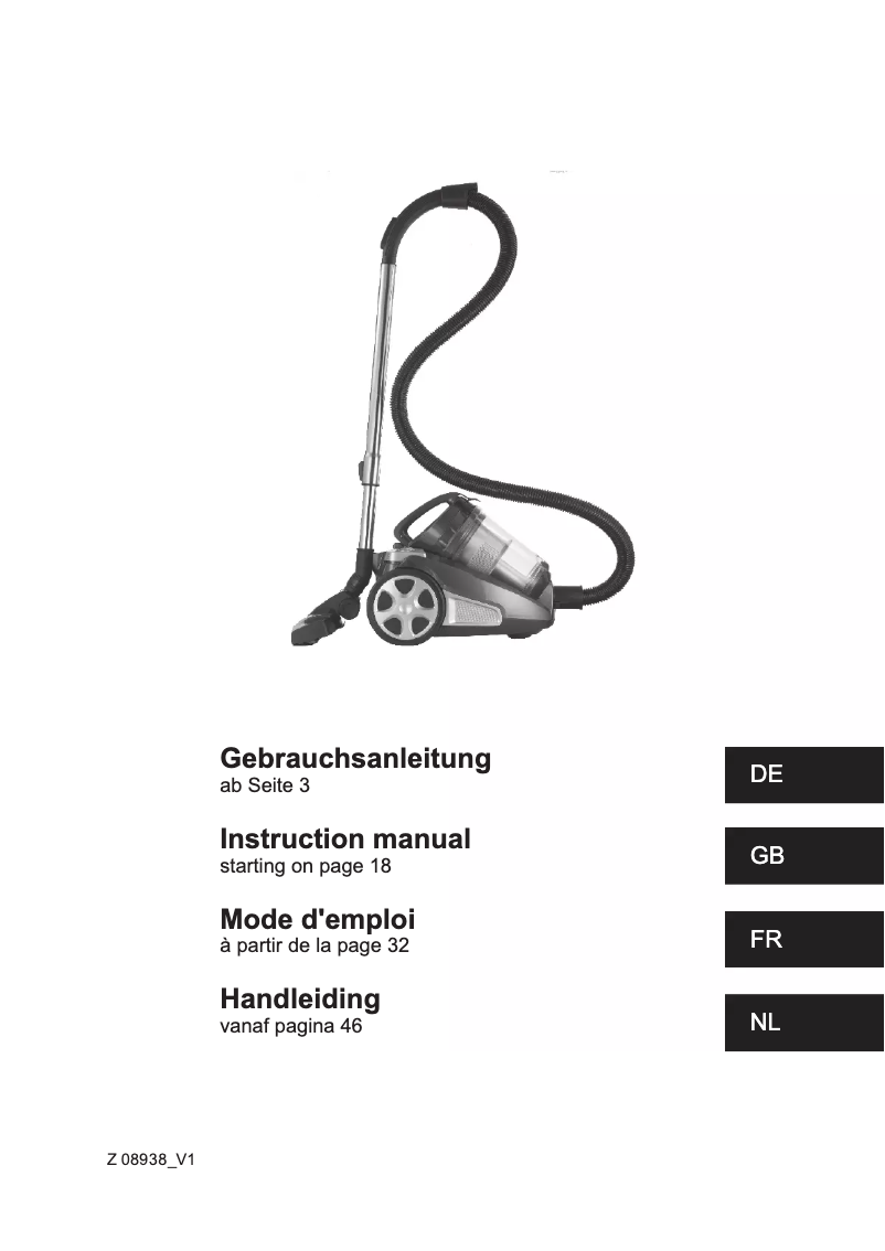 Página 1 del manual Manual de usuario Cleanmaxx Z 08938