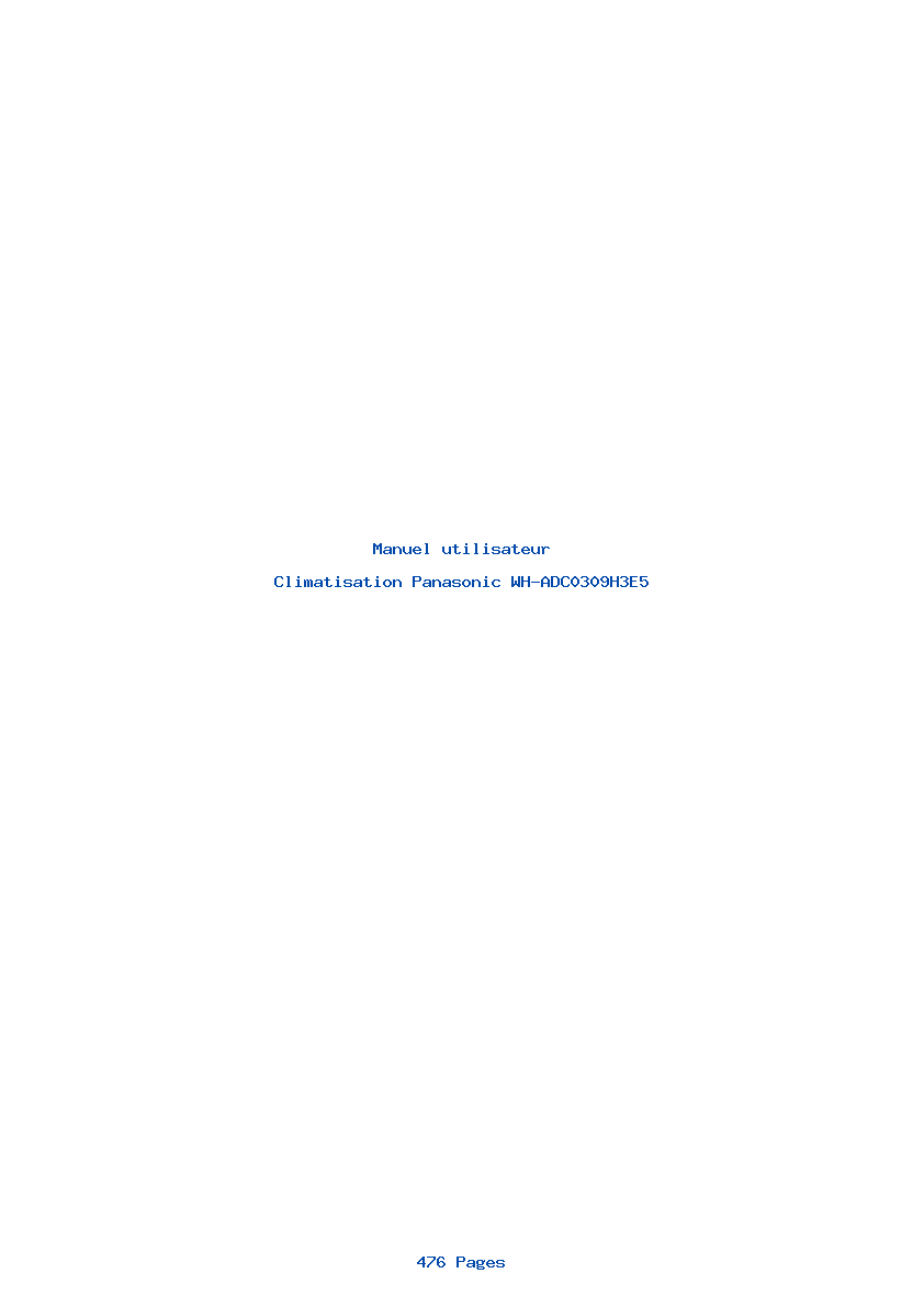 Page 1 de la notice Manuel utilisateur Panasonic WH-ADC0309H3E5