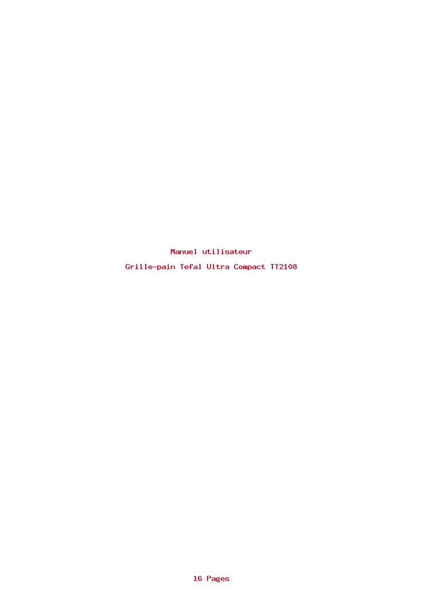 Page 1 de la notice Manuel utilisateur Tefal Ultra Compact TT2108