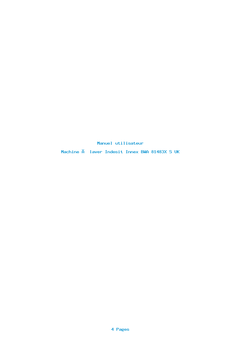 Page 1 de la notice Manuel utilisateur Indesit Innex BWA 81483X S UK