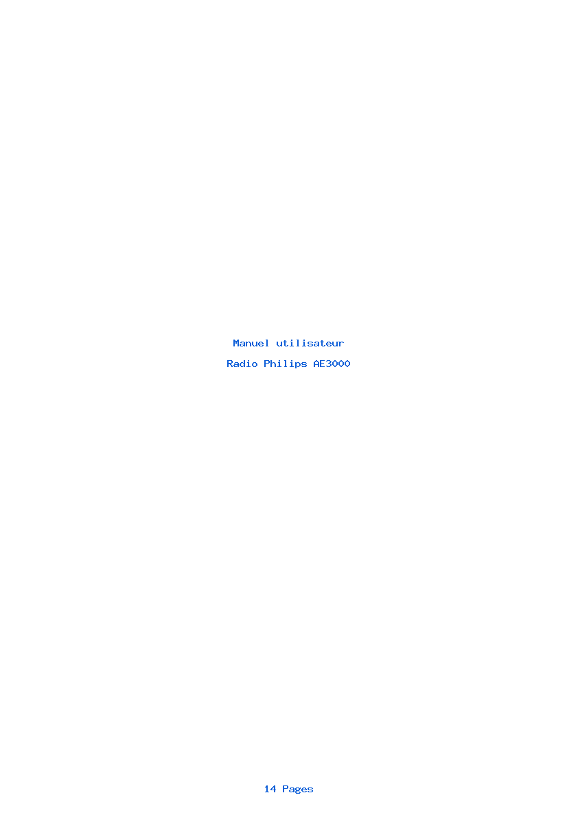 Page 1 de la notice Manuel utilisateur Philips AE3000