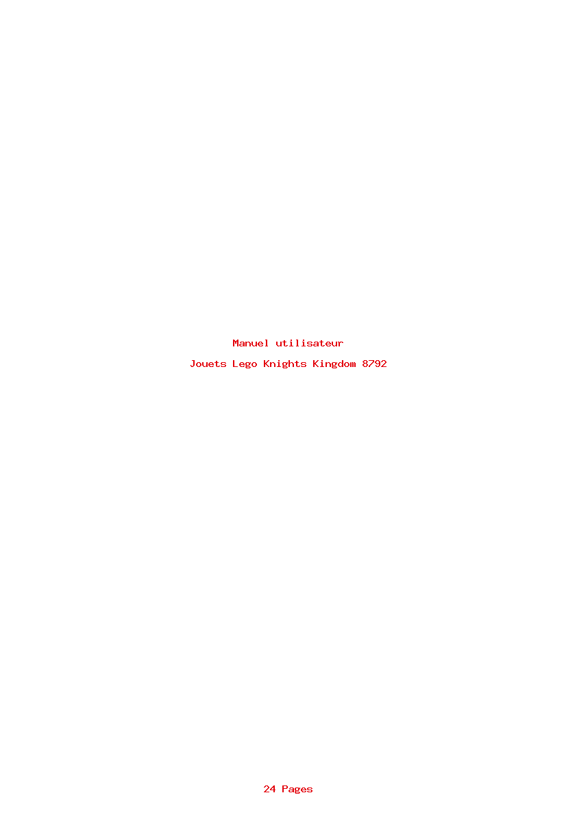 Page 1 de la notice Manuel utilisateur Lego Knights Kingdom 8792