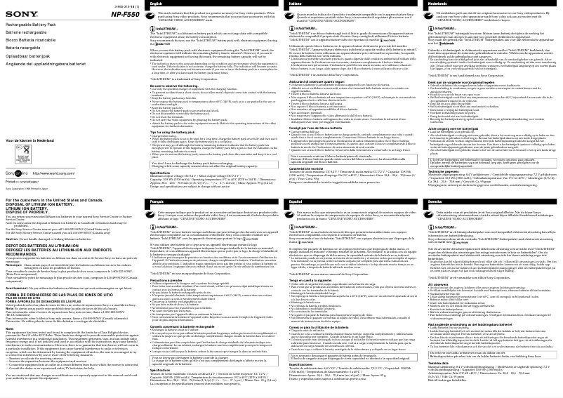 Page 1 de la notice Manuel utilisateur Sony ACC-MVP