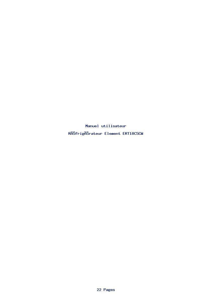 Page 1 de la notice Manuel utilisateur Element ERT18CSCW