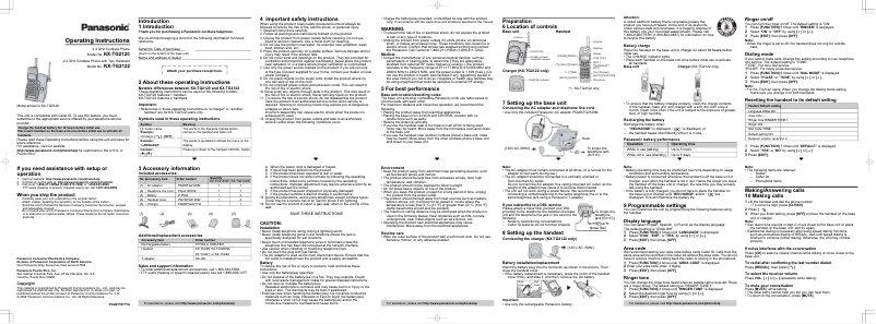 Imagen de la primera página del manual del dispositivo KX-TG2120
