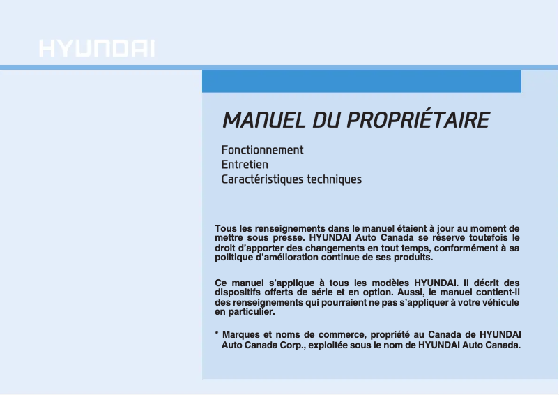 Page 1 de la notice Manuel utilisateur Hyundai Sonata (2015)