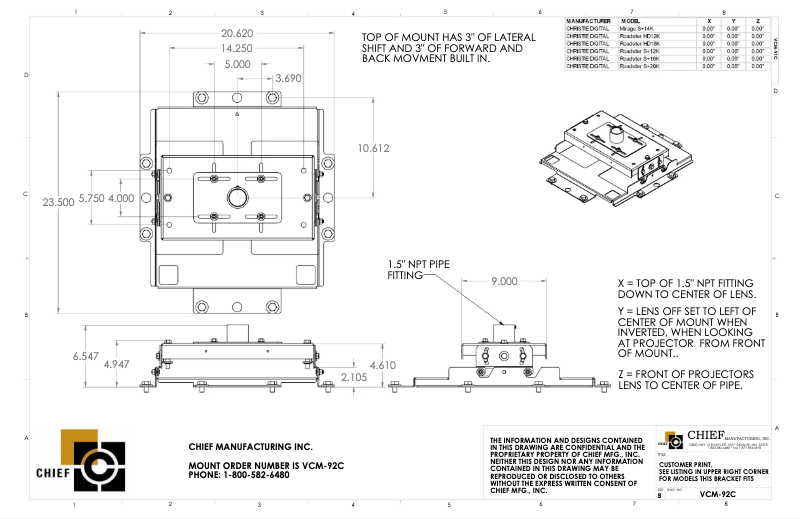 Page 1 de la notice Manuel utilisateur Chief VCM92C