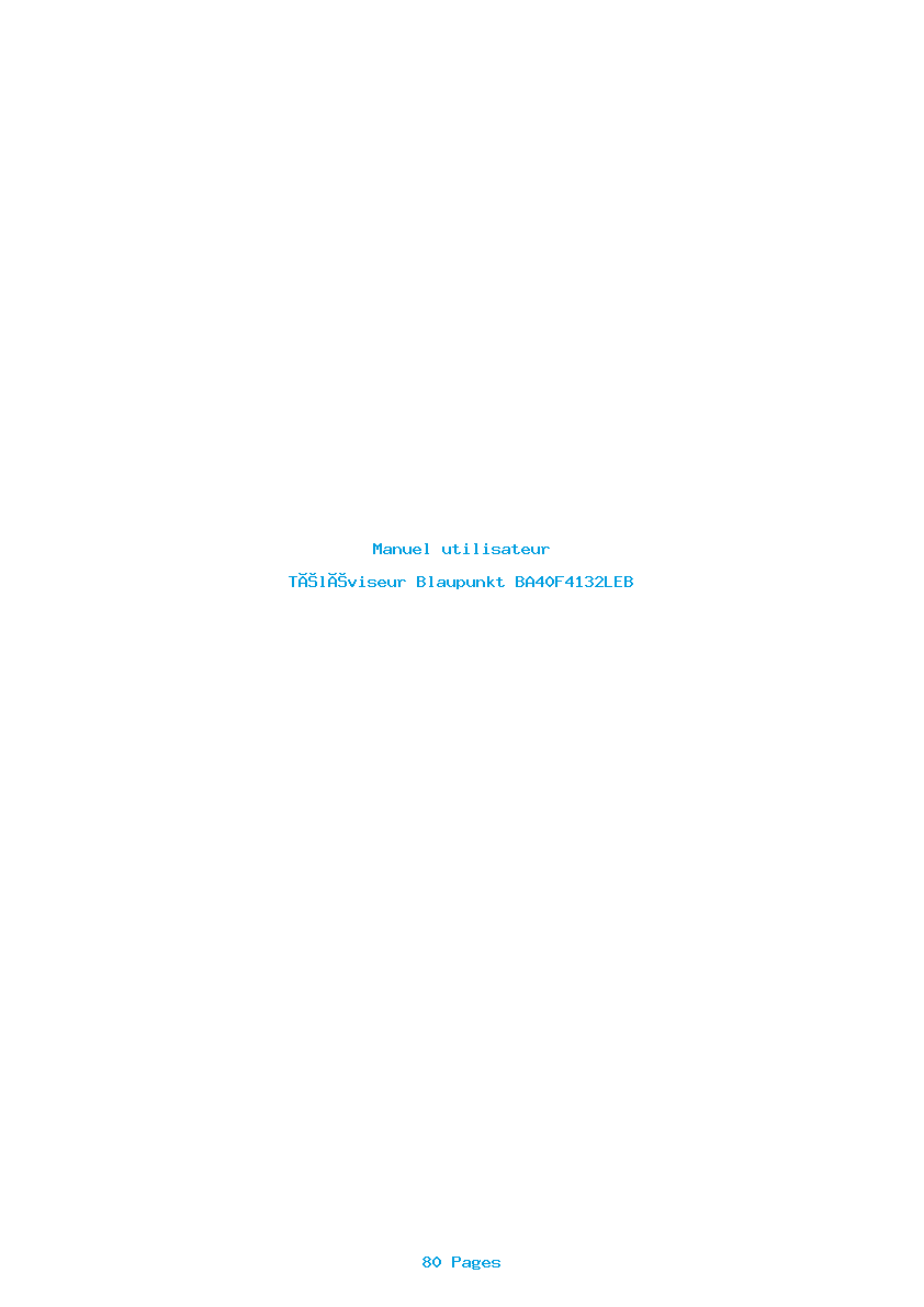 Page 1 de la notice Manuel utilisateur Blaupunkt BA40F4132LEB