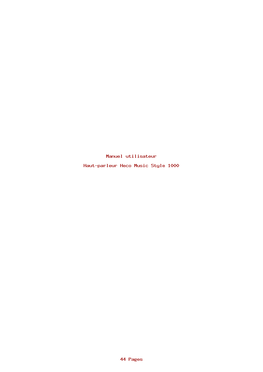 Page 1 de la notice Manuel utilisateur Heco Music Style 1000