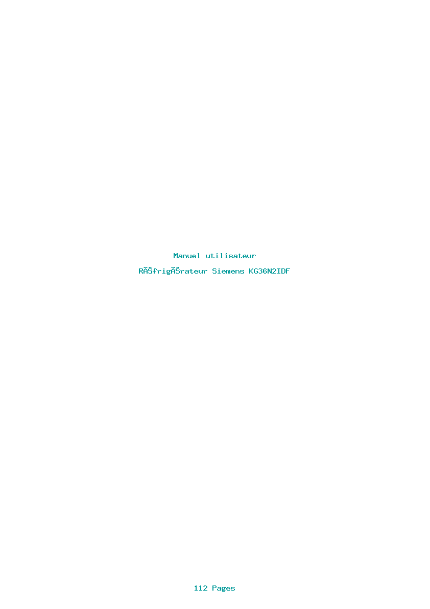 Page 1 de la notice Manuel utilisateur Siemens KG36N2IDF