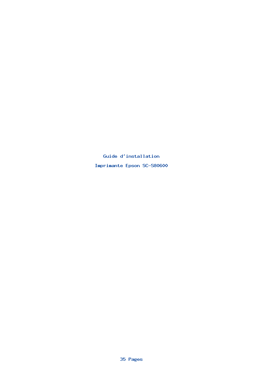 Page 1 de la notice Guide d'installation Epson SC-S80600