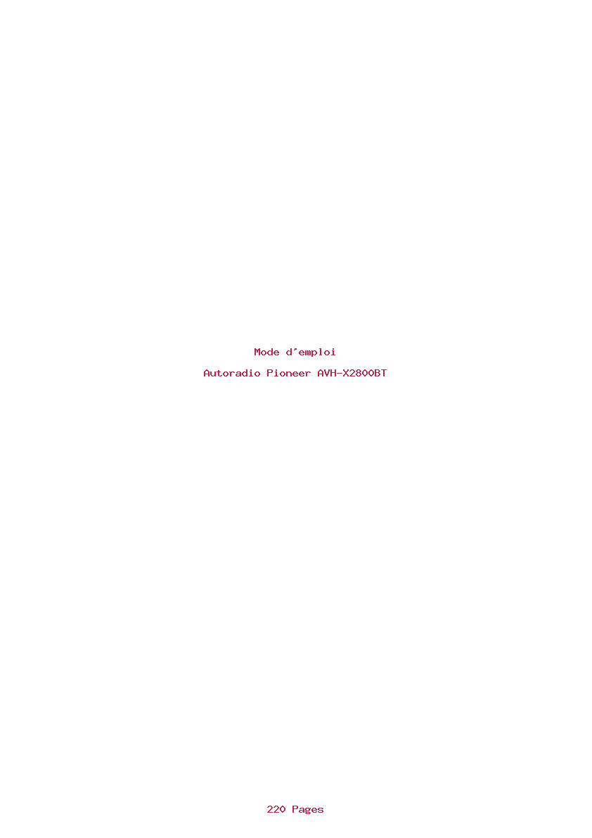 Page 1 de la notice Mode d'emploi Pioneer AVH-X2800BT