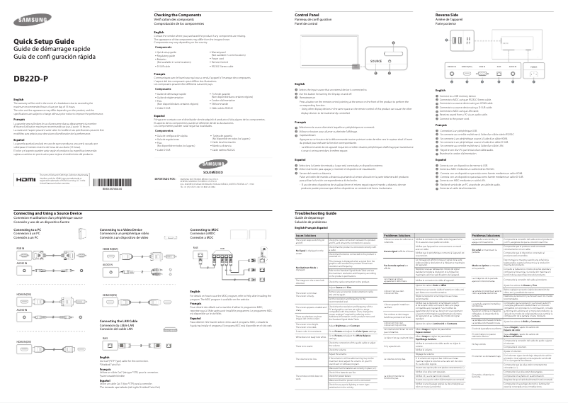 Página 1 del manual Manual de usuario Samsung Smart Signage DB22D-P