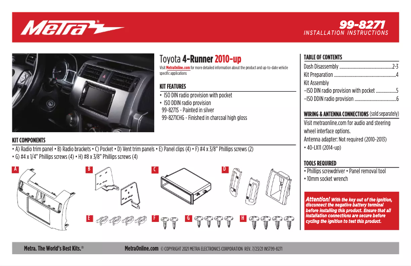 Página 1 del manual Guía de instalación Metra 99-8271