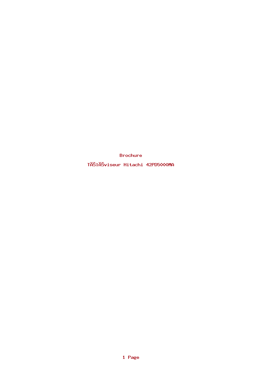 Page 1 de la notice Brochure Hitachi 42PD5000MA