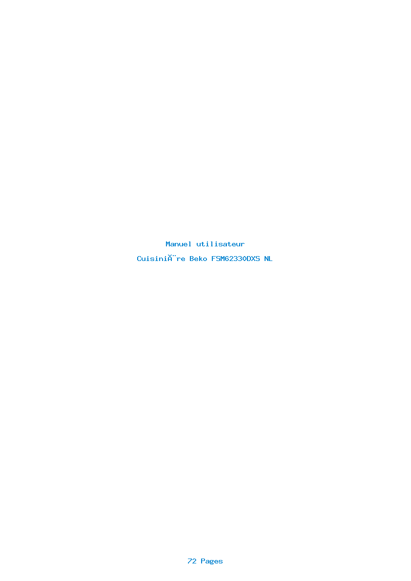 Page 1 de la notice Manuel utilisateur Beko FSM62330DXS NL