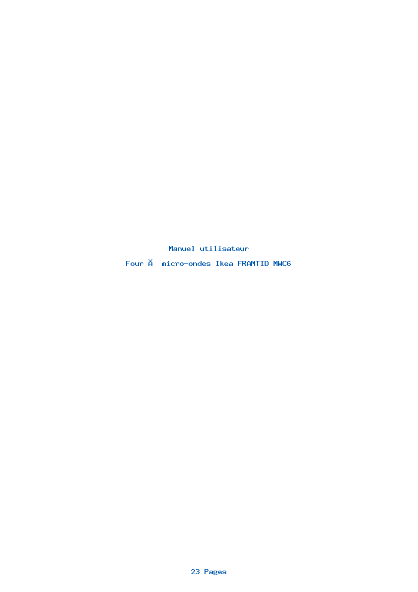 Page 1 de la notice Manuel utilisateur Ikea FRAMTID MWC6