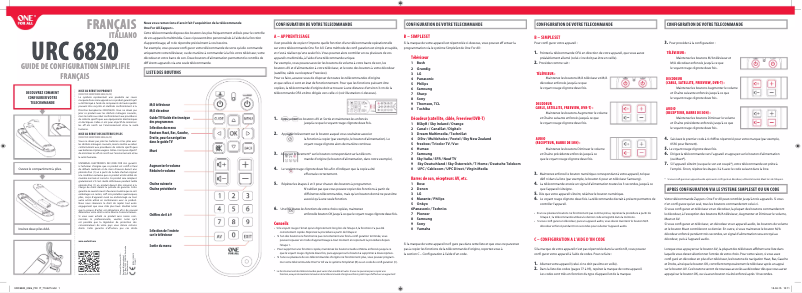 Page 1 de la notice Manuel utilisateur One for all Zapper+ URC 6820