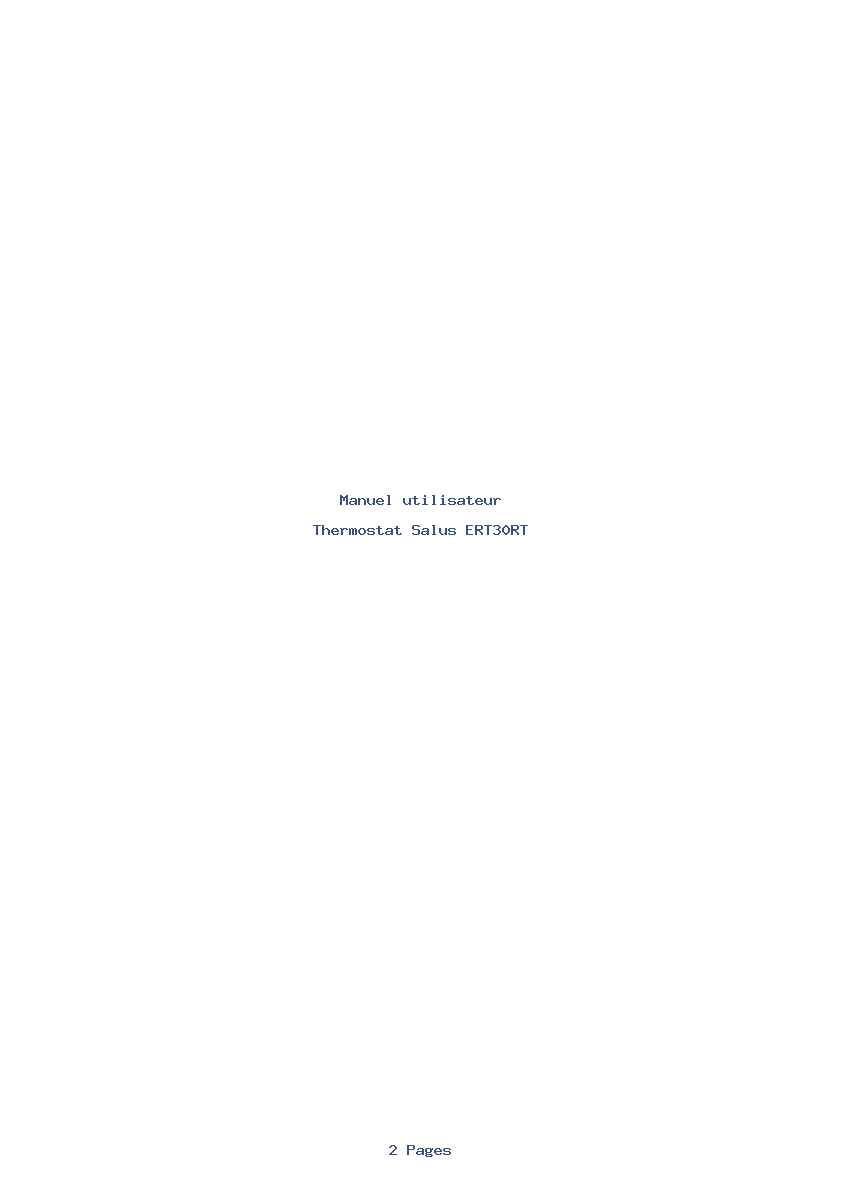 Page 1 de la notice Manuel utilisateur Salus ERT30RT