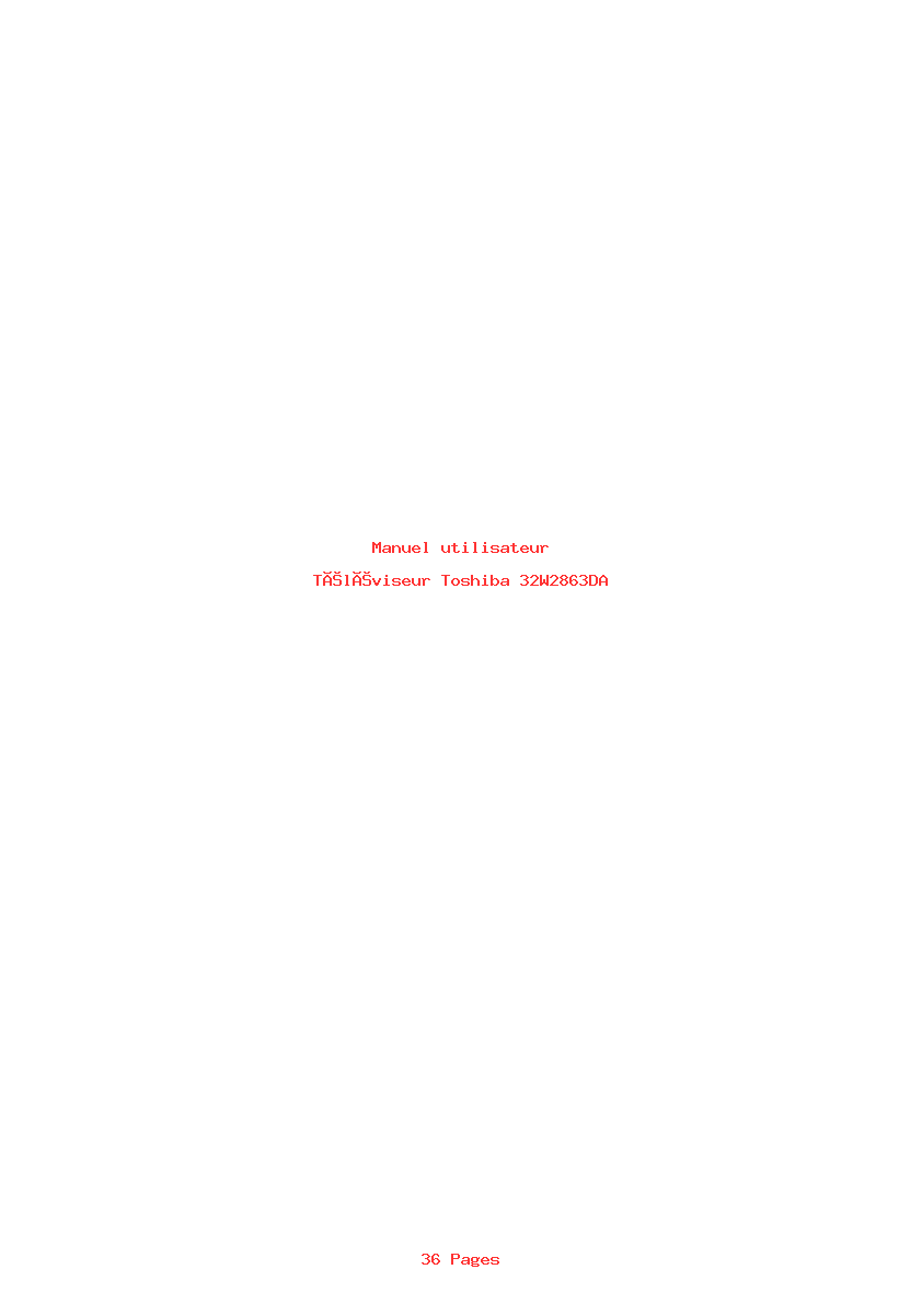 Page 1 de la notice Manuel utilisateur Toshiba 32W2863DA