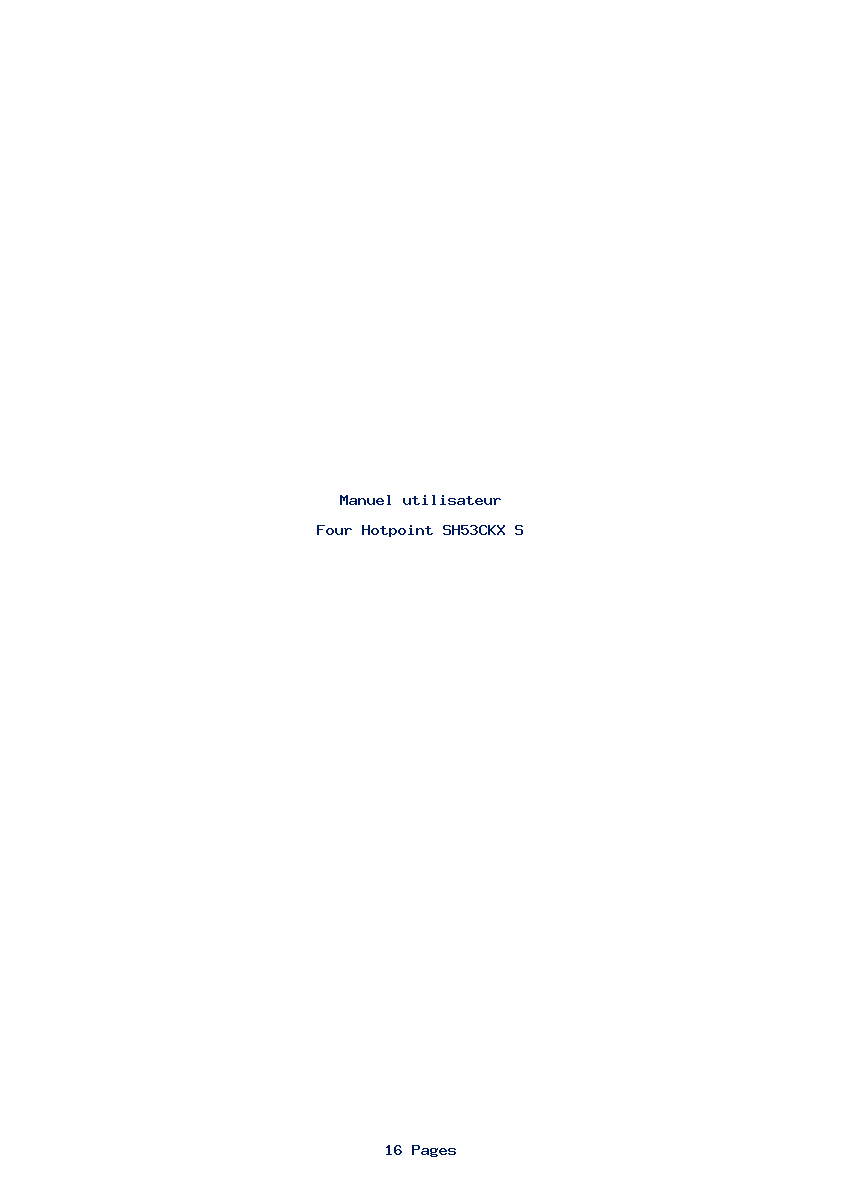 Page 1 de la notice Manuel utilisateur Hotpoint SH53CKX S