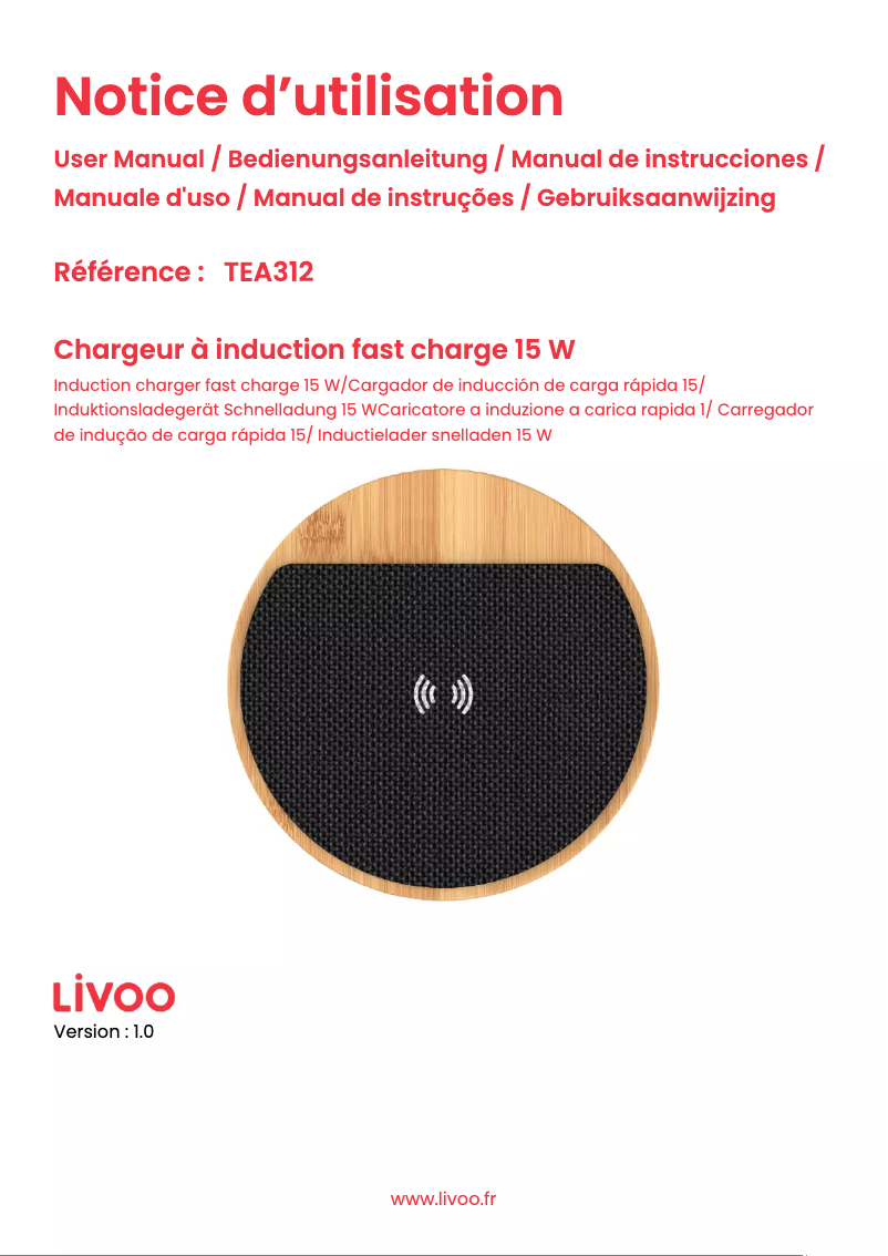 Page 1 de la notice Manuel utilisateur Livoo TEA312