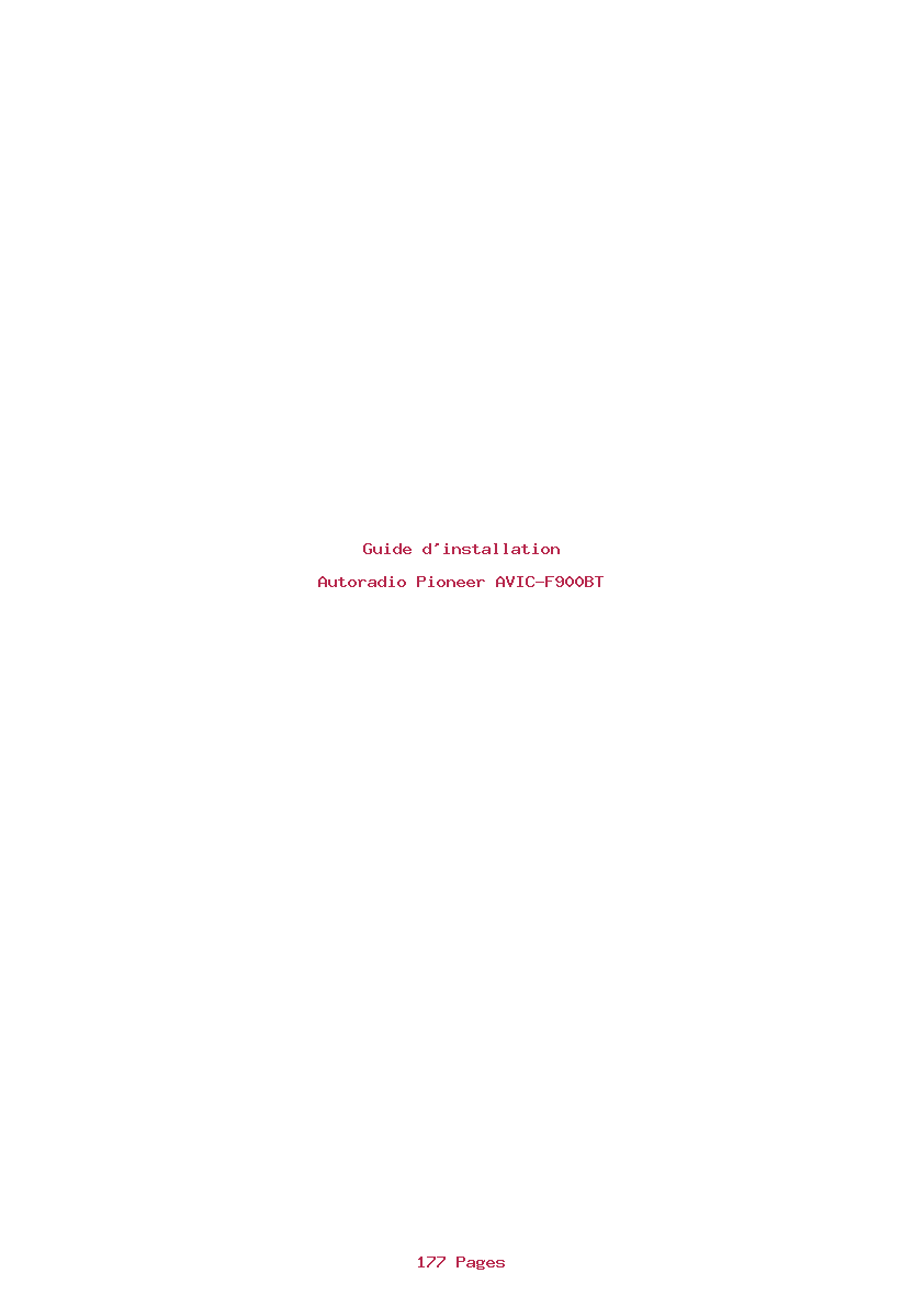 Page 1 de la notice Guide d'installation Pioneer AVIC-F900BT