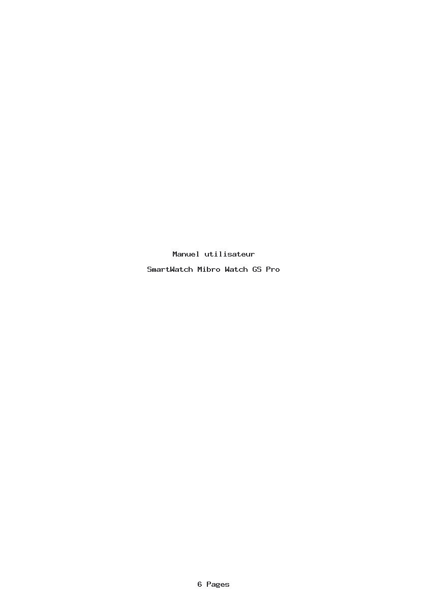 Page 1 de la notice Manuel utilisateur Mibro Watch GS Pro