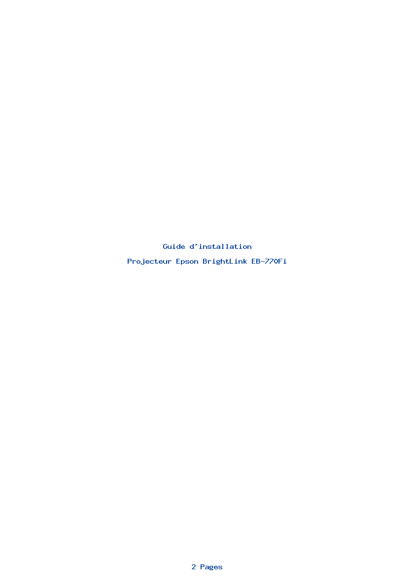 Page 1 de la notice Guide d'installation Epson BrightLink EB-770Fi