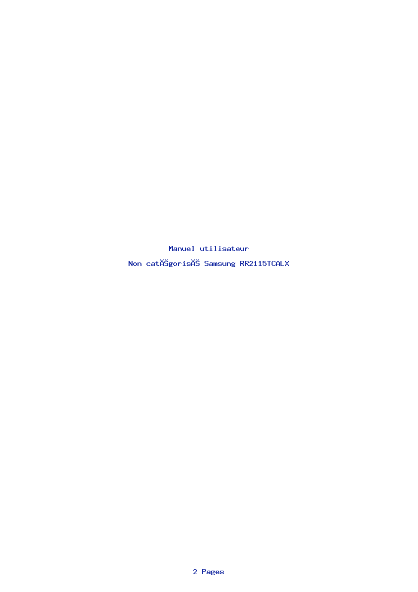 Page 1 de la notice Manuel utilisateur Samsung RR2115TCALX