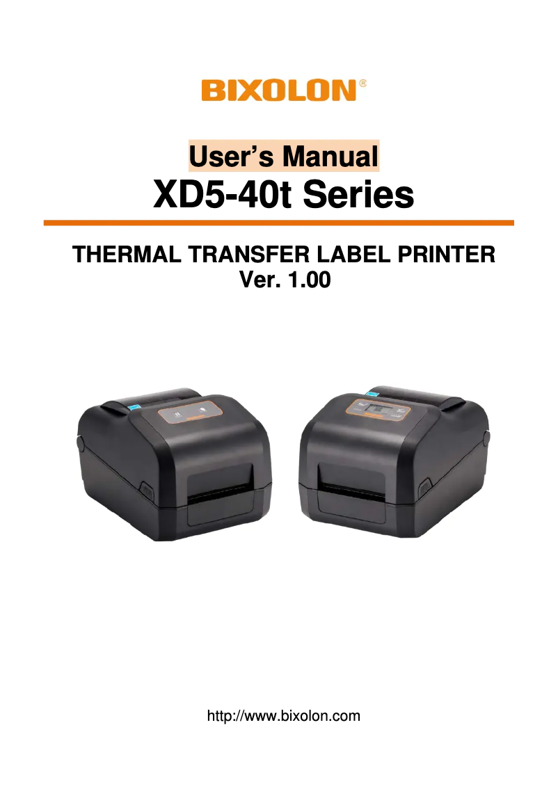 Page 1 of the manual User Manual Bixolon XD5-43TEK