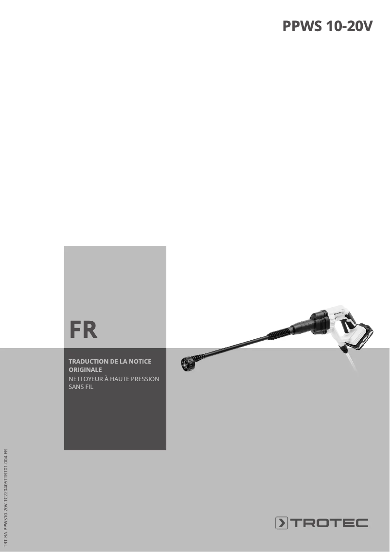 Page 1 de la notice Manuel utilisateur Trotec PPWS 10-20V