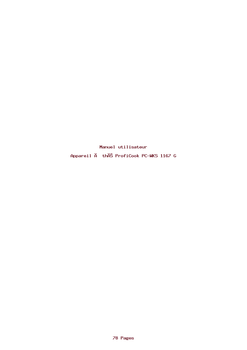 Page 1 de la notice Manuel utilisateur ProfiCook PC-WKS 1167 G