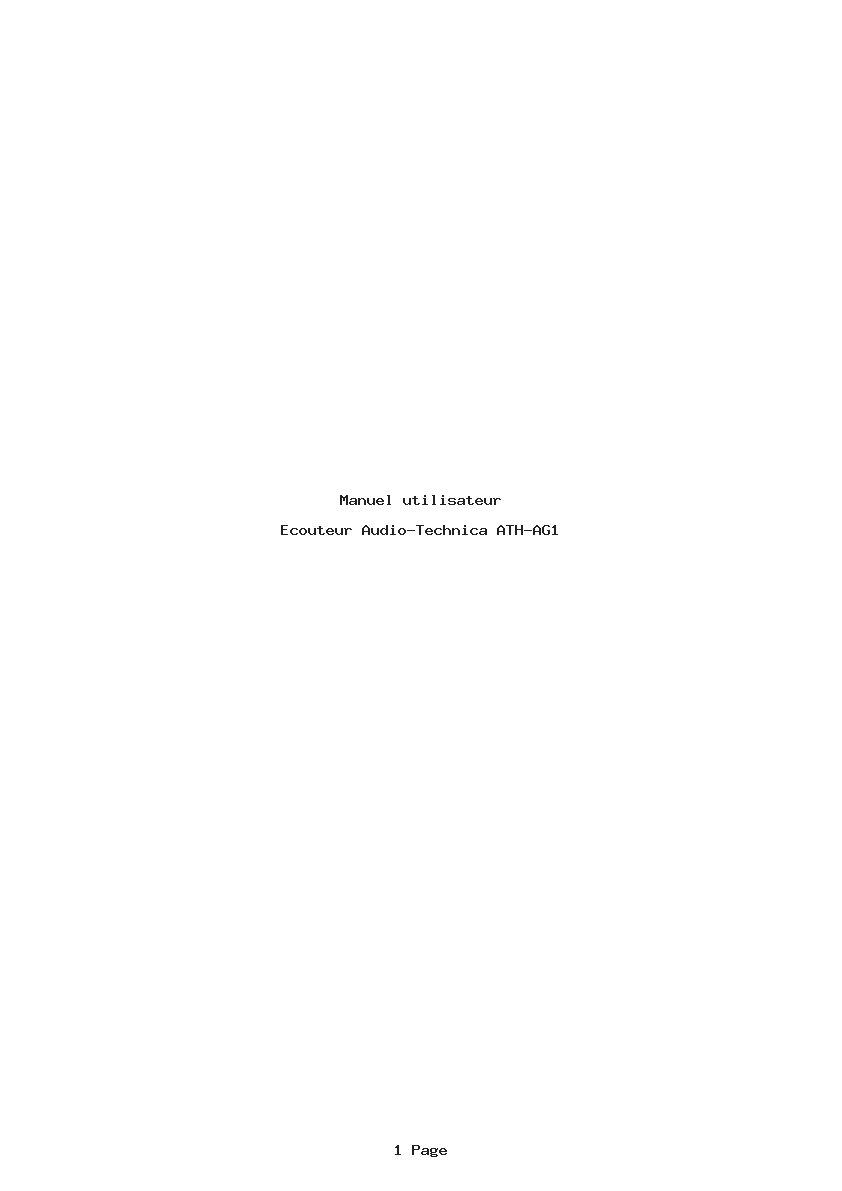 Page 1 de la notice Manuel utilisateur Audio-Technica ATH-AG1