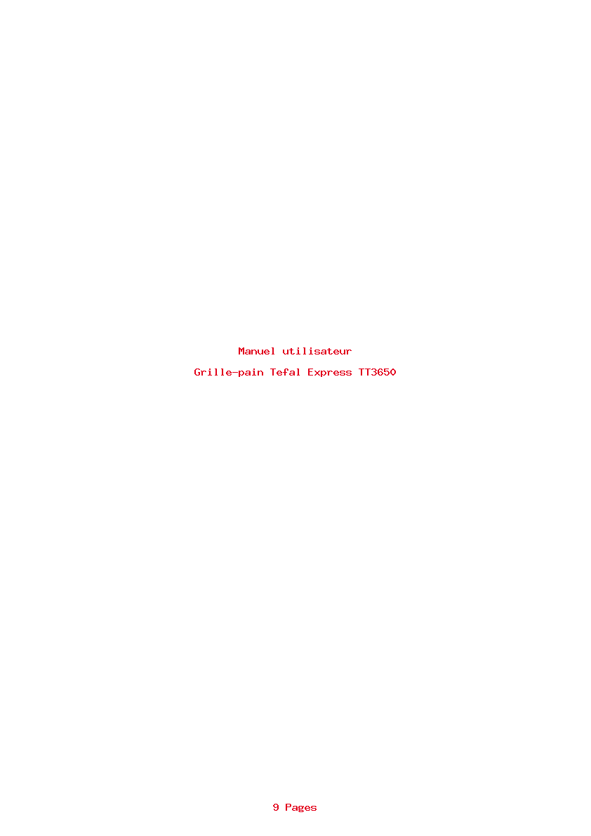 Page 1 de la notice Manuel utilisateur Tefal Express TT3650