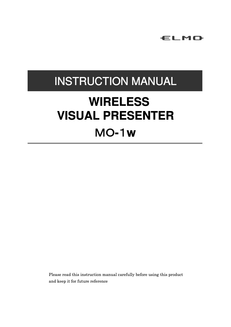 Page 1 de la notice Manuel utilisateur Elmo MO-1w