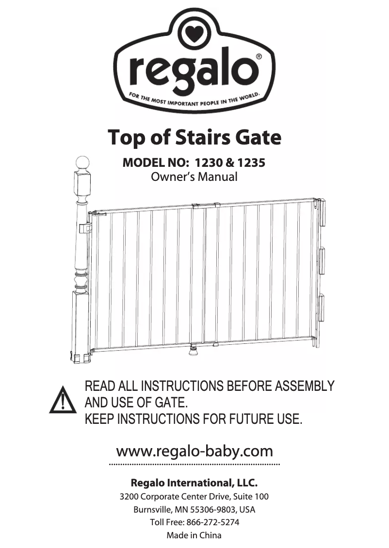 Page 1 de la notice Manuel utilisateur Regalo Top of Stairs 1230