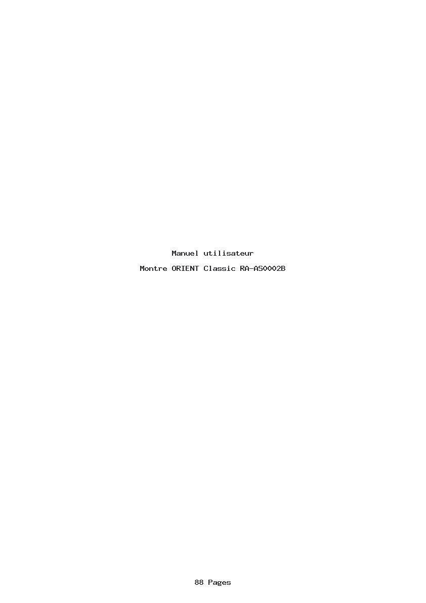 Page 1 de la notice Manuel utilisateur ORIENT Classic RA-AS0002B