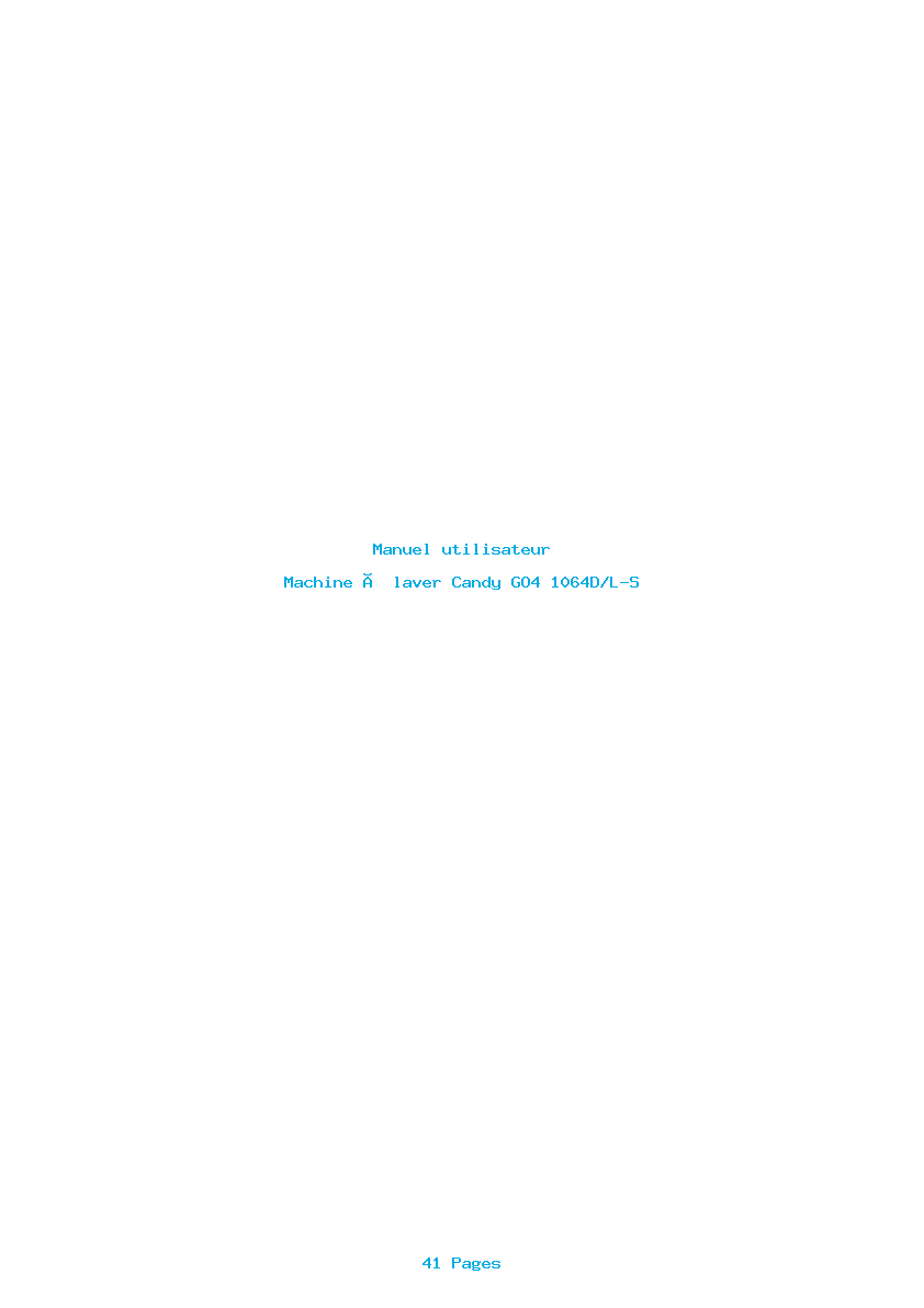 Page 1 de la notice Manuel utilisateur Candy GO4 1064D/L-S