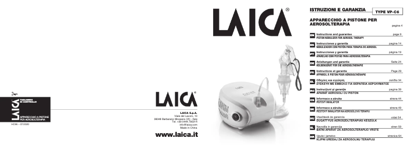 Page 1 de la notice Manuel utilisateur Laica NE2014