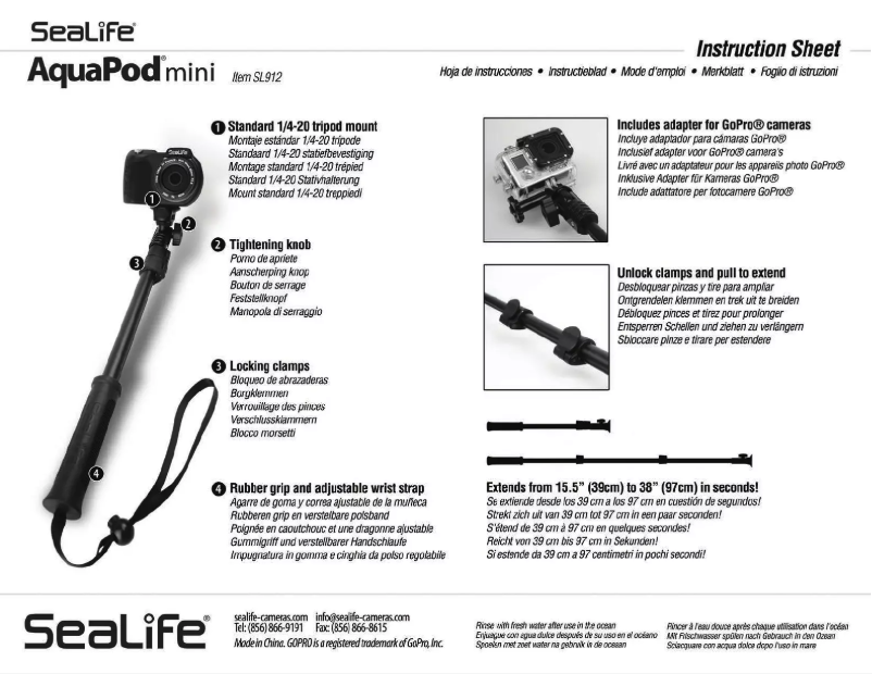 Page 1 de la notice Manuel utilisateur Sealife SAquaPod Mini L912