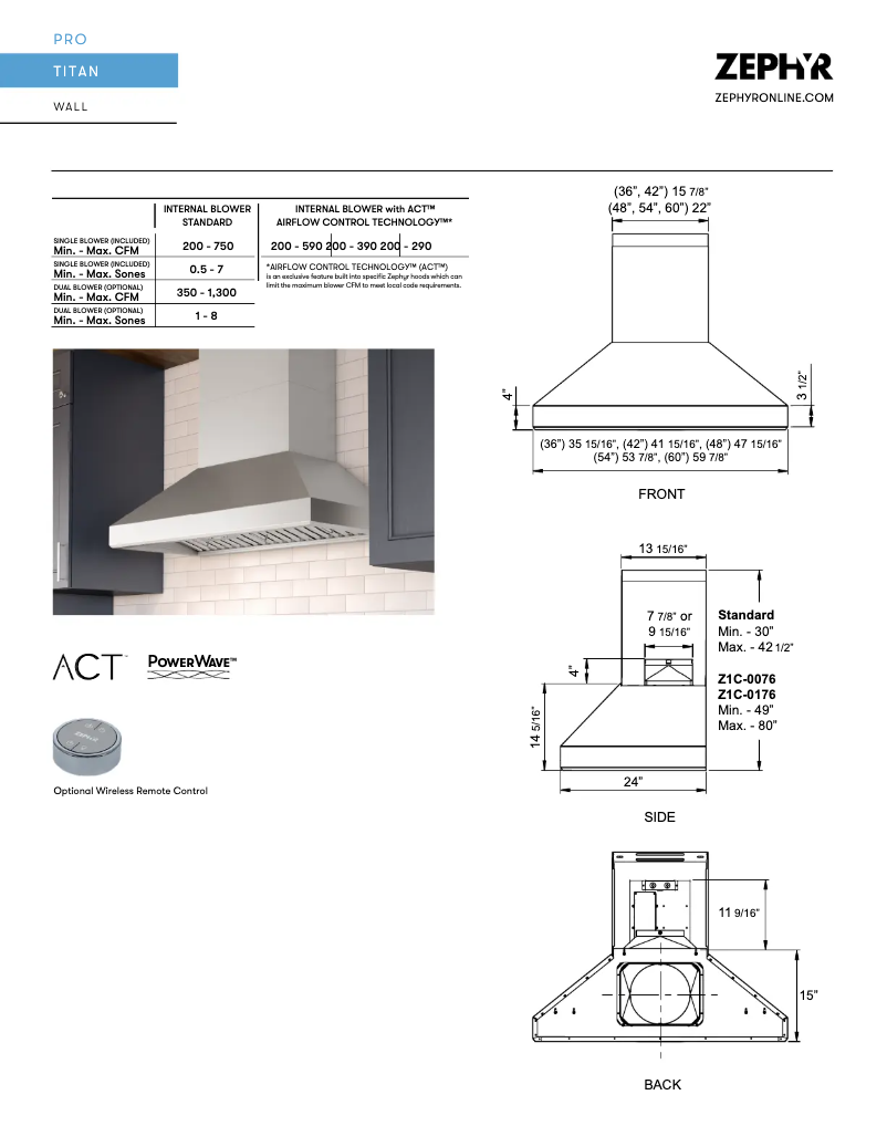 Página 1 del manual Ficha técnica Zephyr Titan AK7660BS